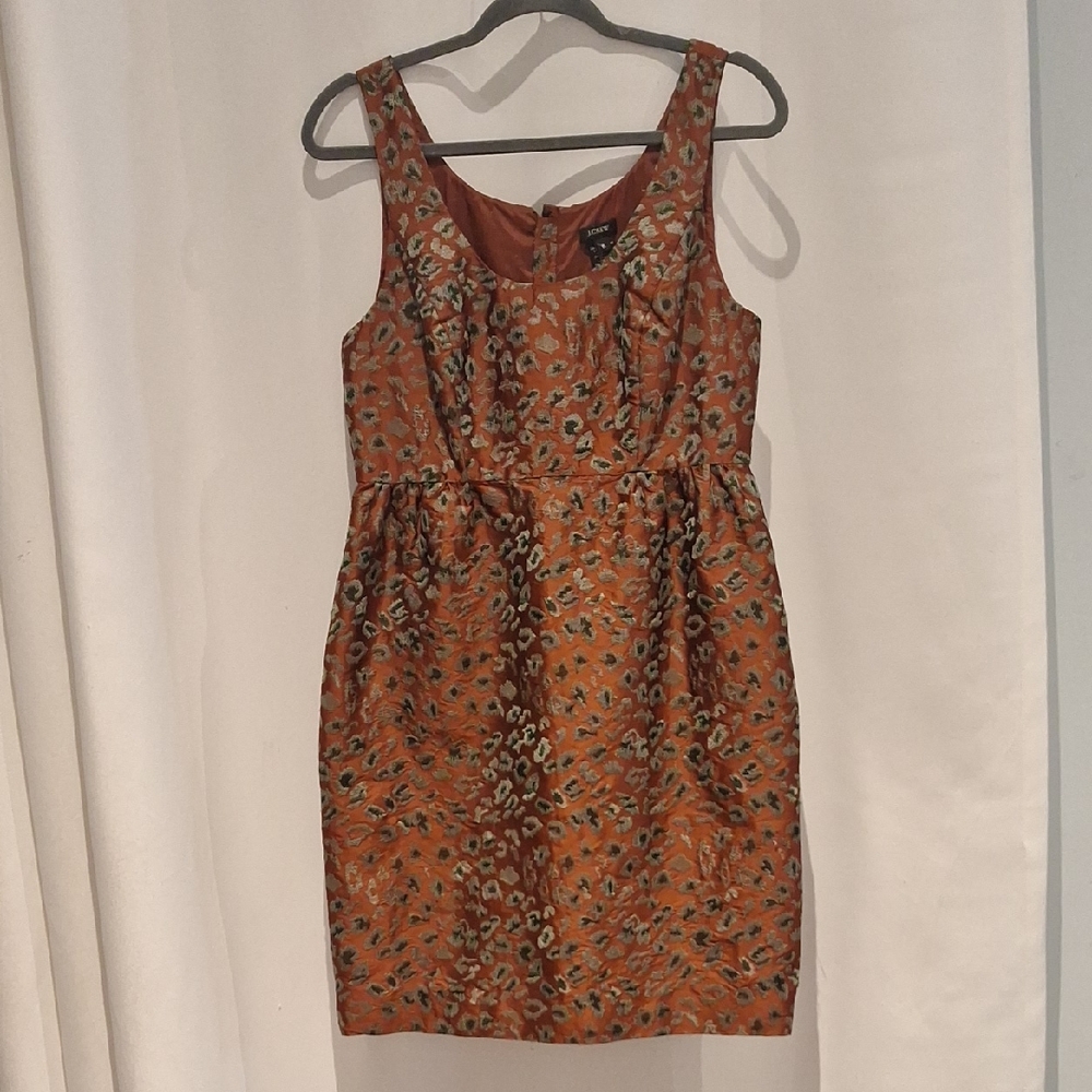 J. Crew Factory Bronze And Gray Embroidered Animal Print Dress Size 6